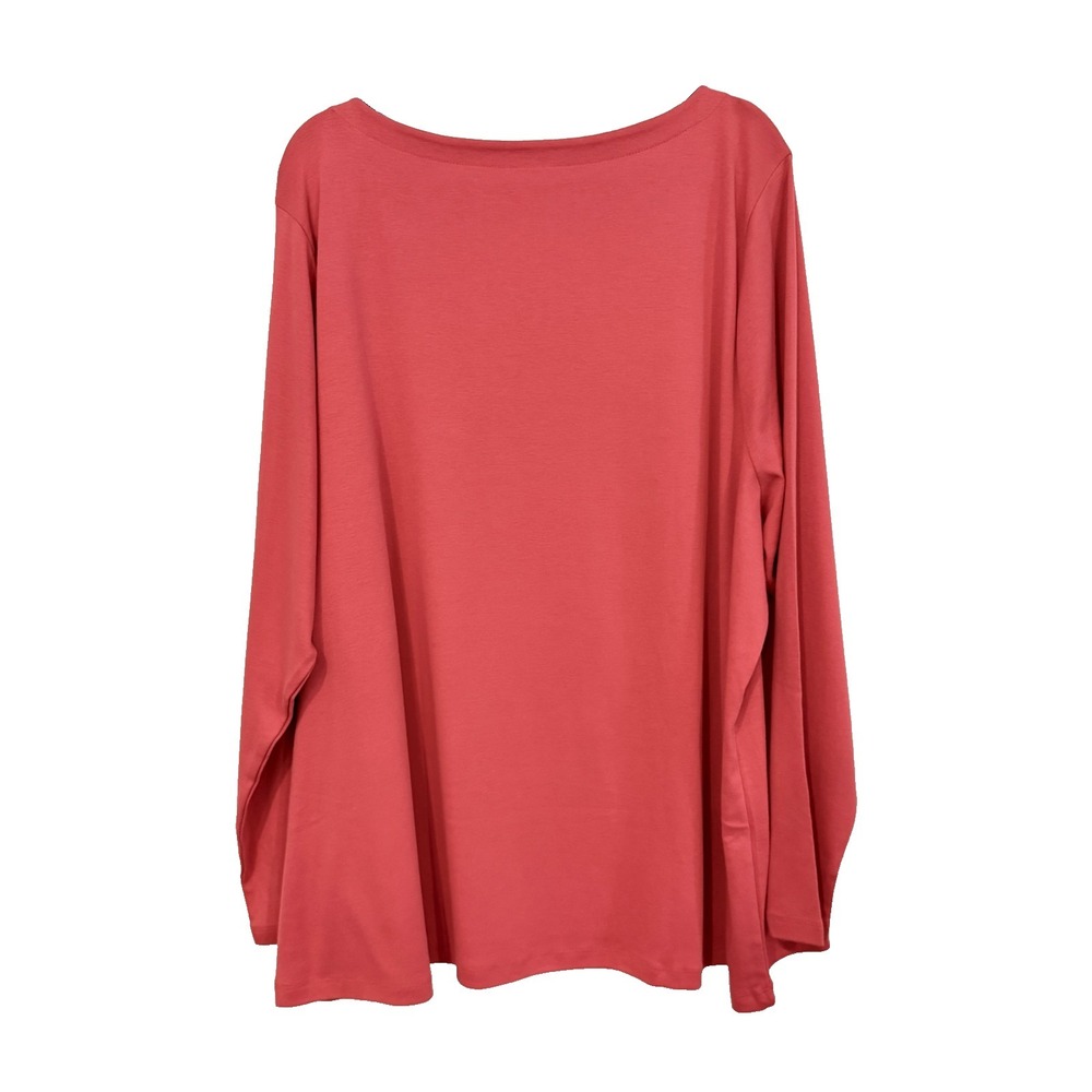 J Jill Perfect Pima Boat Neck Tee 4X Coral Long Sleeve Cotton Pullover Stretch
